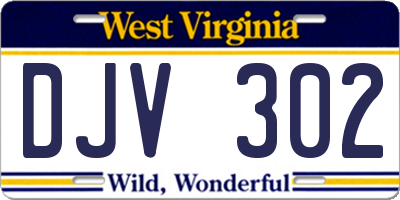 WV license plate DJV302