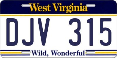 WV license plate DJV315