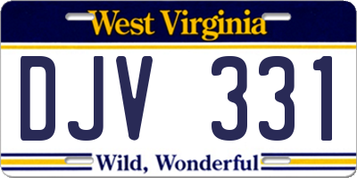 WV license plate DJV331