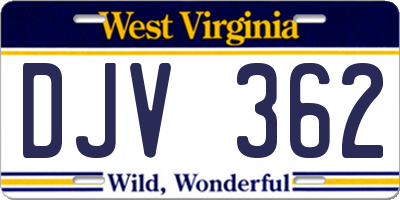 WV license plate DJV362