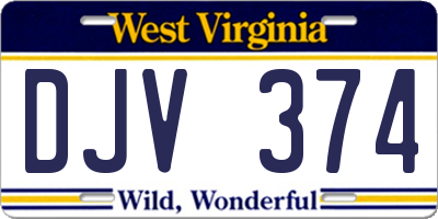 WV license plate DJV374