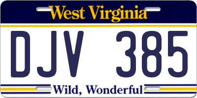 WV license plate DJV385