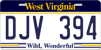 WV license plate DJV394
