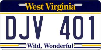 WV license plate DJV401