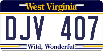 WV license plate DJV407