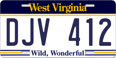 WV license plate DJV412