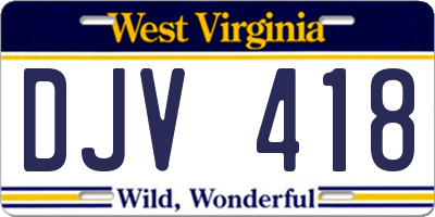 WV license plate DJV418