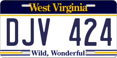 WV license plate DJV424