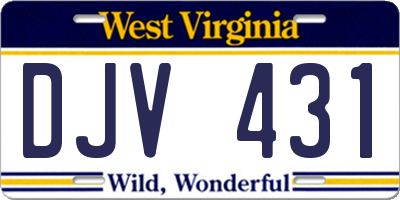 WV license plate DJV431