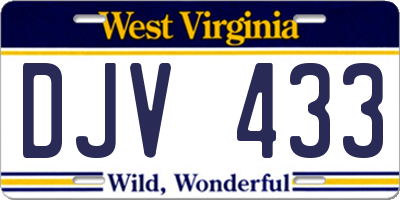 WV license plate DJV433