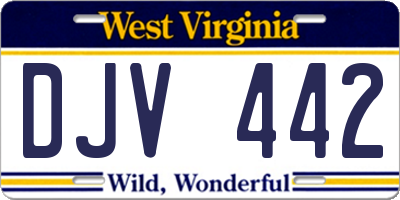 WV license plate DJV442