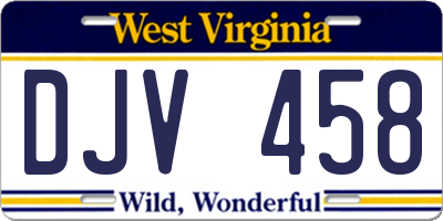 WV license plate DJV458