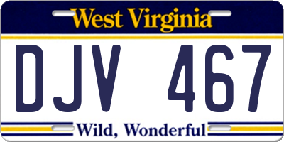 WV license plate DJV467