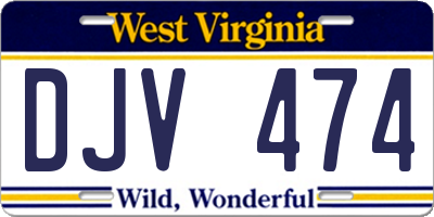 WV license plate DJV474