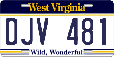 WV license plate DJV481