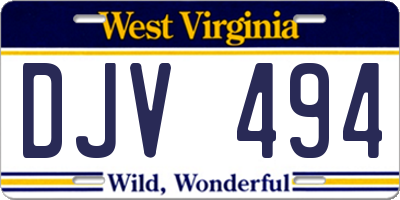 WV license plate DJV494