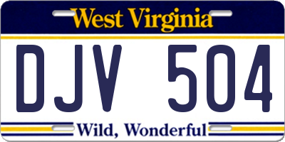 WV license plate DJV504