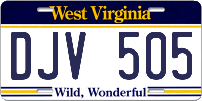 WV license plate DJV505