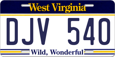 WV license plate DJV540