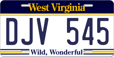WV license plate DJV545