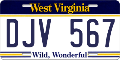 WV license plate DJV567