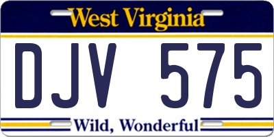 WV license plate DJV575