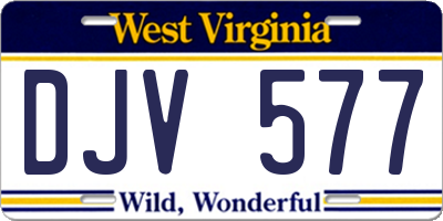 WV license plate DJV577