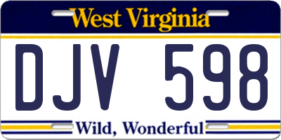 WV license plate DJV598