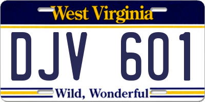 WV license plate DJV601