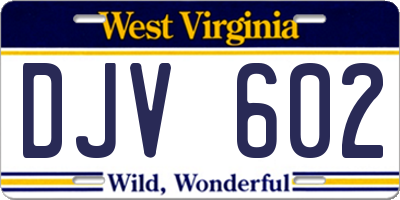 WV license plate DJV602