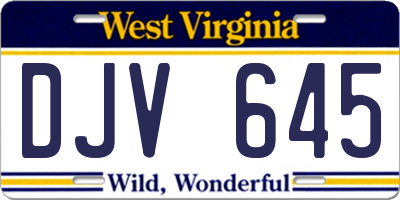 WV license plate DJV645