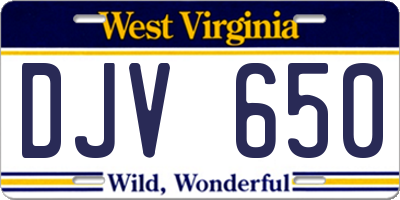WV license plate DJV650