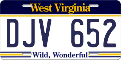 WV license plate DJV652