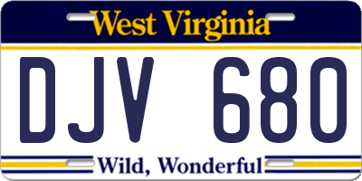 WV license plate DJV680