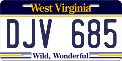 WV license plate DJV685