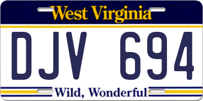WV license plate DJV694