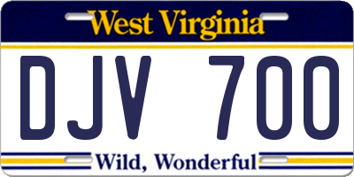 WV license plate DJV700