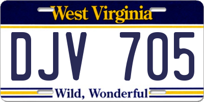 WV license plate DJV705