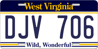 WV license plate DJV706