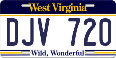 WV license plate DJV720