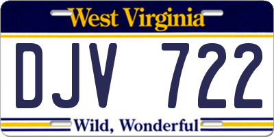 WV license plate DJV722