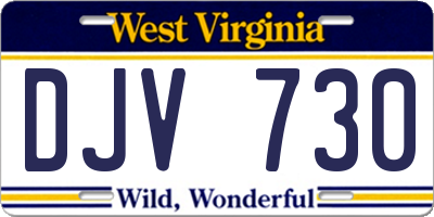 WV license plate DJV730
