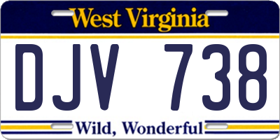 WV license plate DJV738