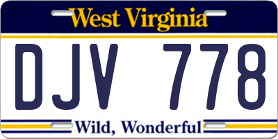 WV license plate DJV778