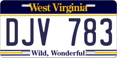 WV license plate DJV783