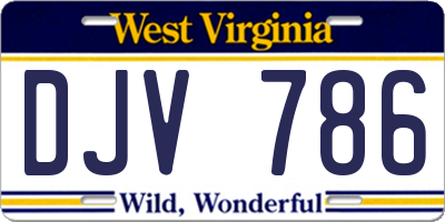 WV license plate DJV786