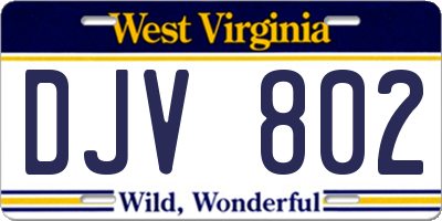 WV license plate DJV802