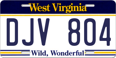 WV license plate DJV804