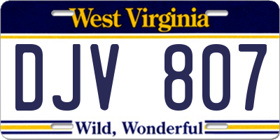 WV license plate DJV807