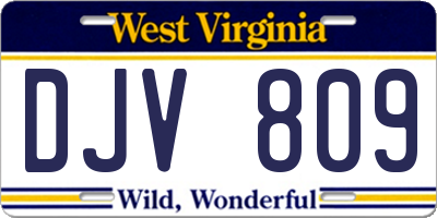 WV license plate DJV809